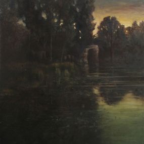 Gemälde, El estanque al atardecer, Sebastian Martinez Fadic