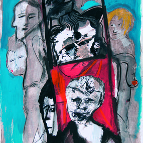 Painting, Le retour du sumo, Zwy Milshtein