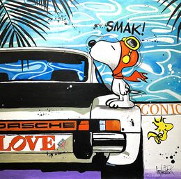 Peinture, Snoopy loves the party and Porsches, Patrick Cornée