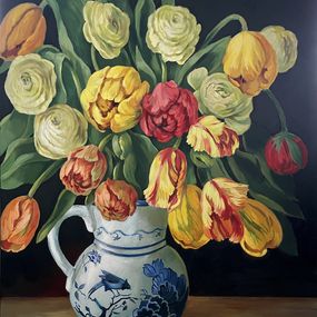 Painting, Spring Bouquet with Beetle, Anna Reznikova
