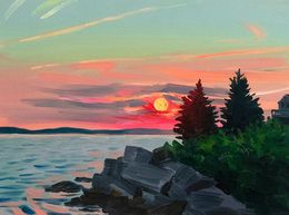 Painting, Sunset at Blue Rocks, Adam Gunn