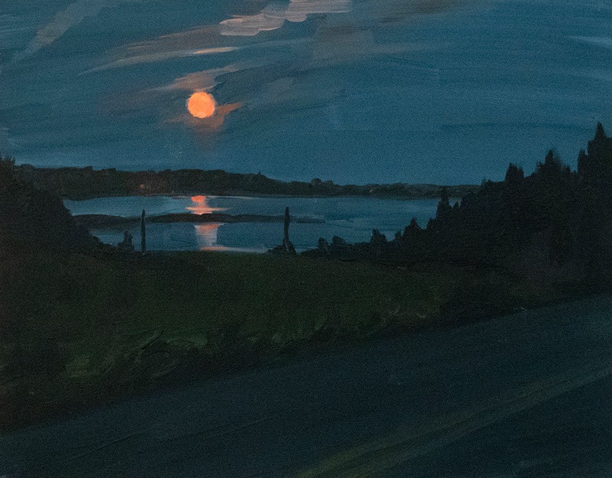 Adam Gunn, Orange Moon Over Caribou Adam Gunn, Orange Moon Over Caribou