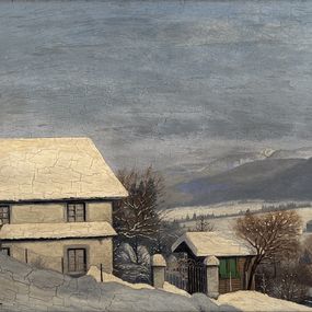 Gemälde, Village sous la neige, E. Perrenoud-Monnier