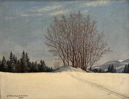 Gemälde, Traces de ski dans la neige, E. Perrenoud-Monnier