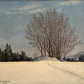 Peinture, Traces de ski dans la neige, E. Perrenoud-Monnier