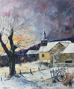 Painting, It is snowing on my village, Pol Ledent