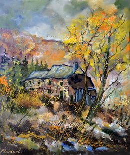 Painting, Remote houses in my country, Pol Ledent