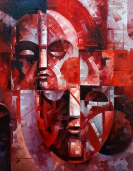 Painting, Masks in red, Voichenko Sergiy