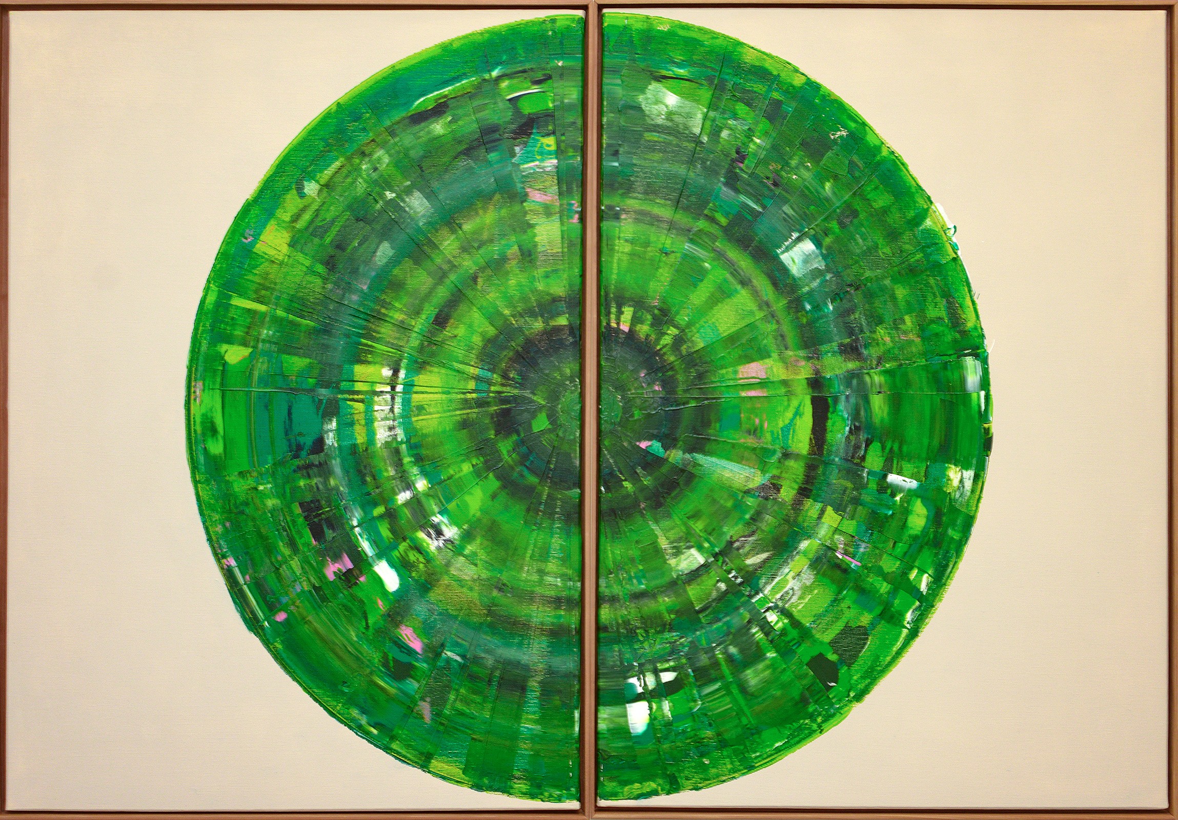 Bernhard Lang, Green Circle Diptych I Bernhard Lang, Green Circle Diptych I