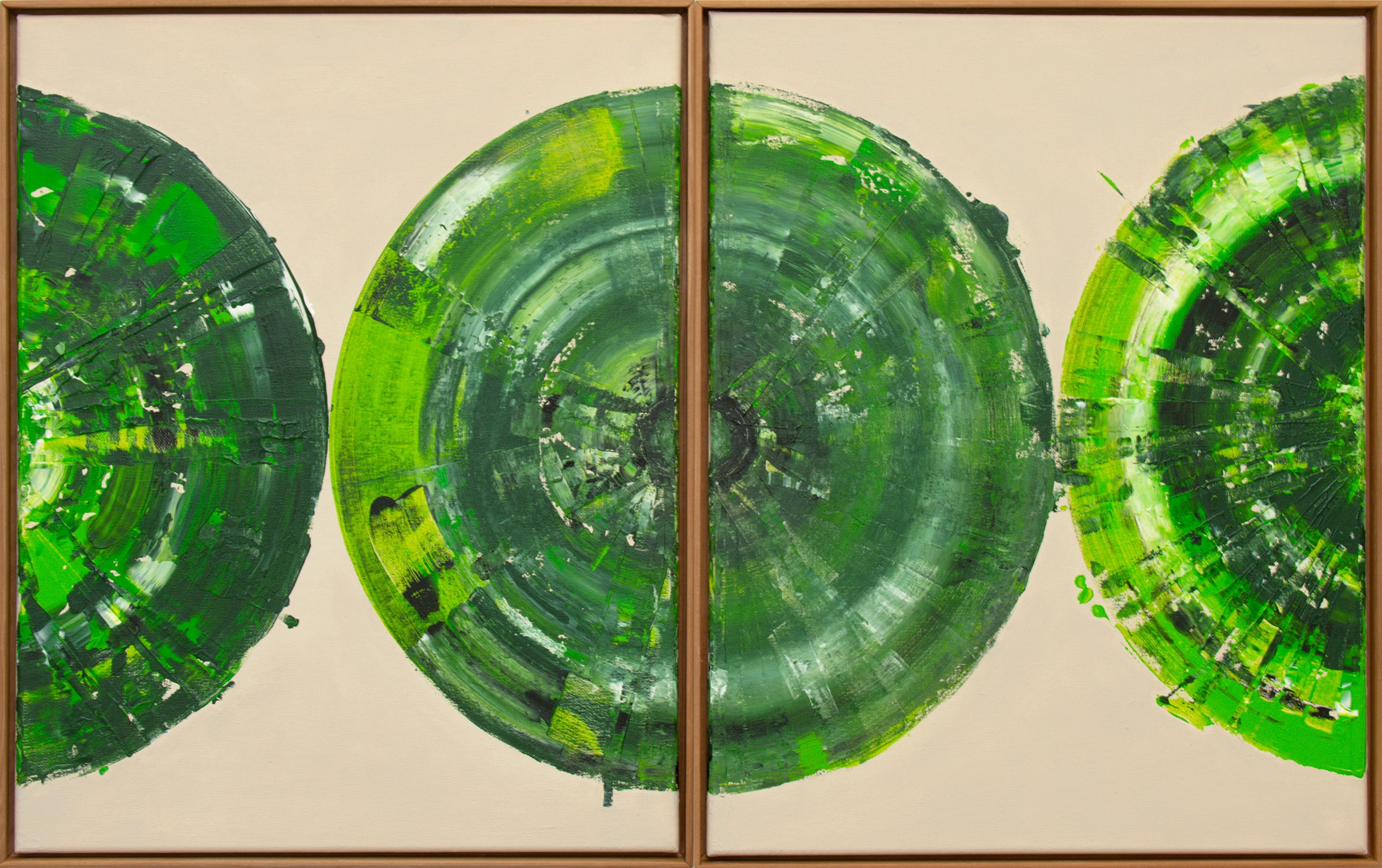 Bernhard Lang, Green Circle Diptych II Bernhard Lang, Green Circle Diptych II