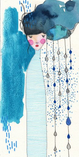 Painting, Femme sous la pluie, Gris De Garance