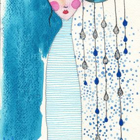 Peinture, Femme sous la pluie, Gris De Garance