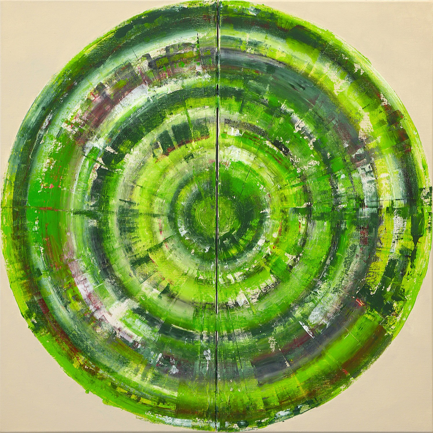 Bernhard Lang, Green Circle Diptych III Bernhard Lang, Green Circle Diptych III