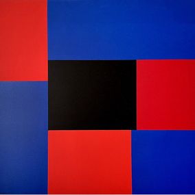 Print, 3 bleus, 3 rouges, 1 noir, Claude Tousignant
