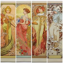 Print, The Seasons, Set of 4, Alphons Mucha