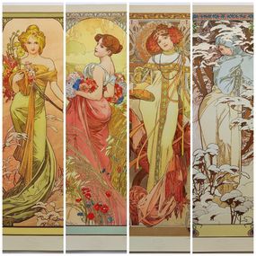 Print, The Seasons, Set of 4, Alphons Mucha