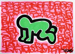 Painting, Green child (a tribute to K. Haring), Dr. Love