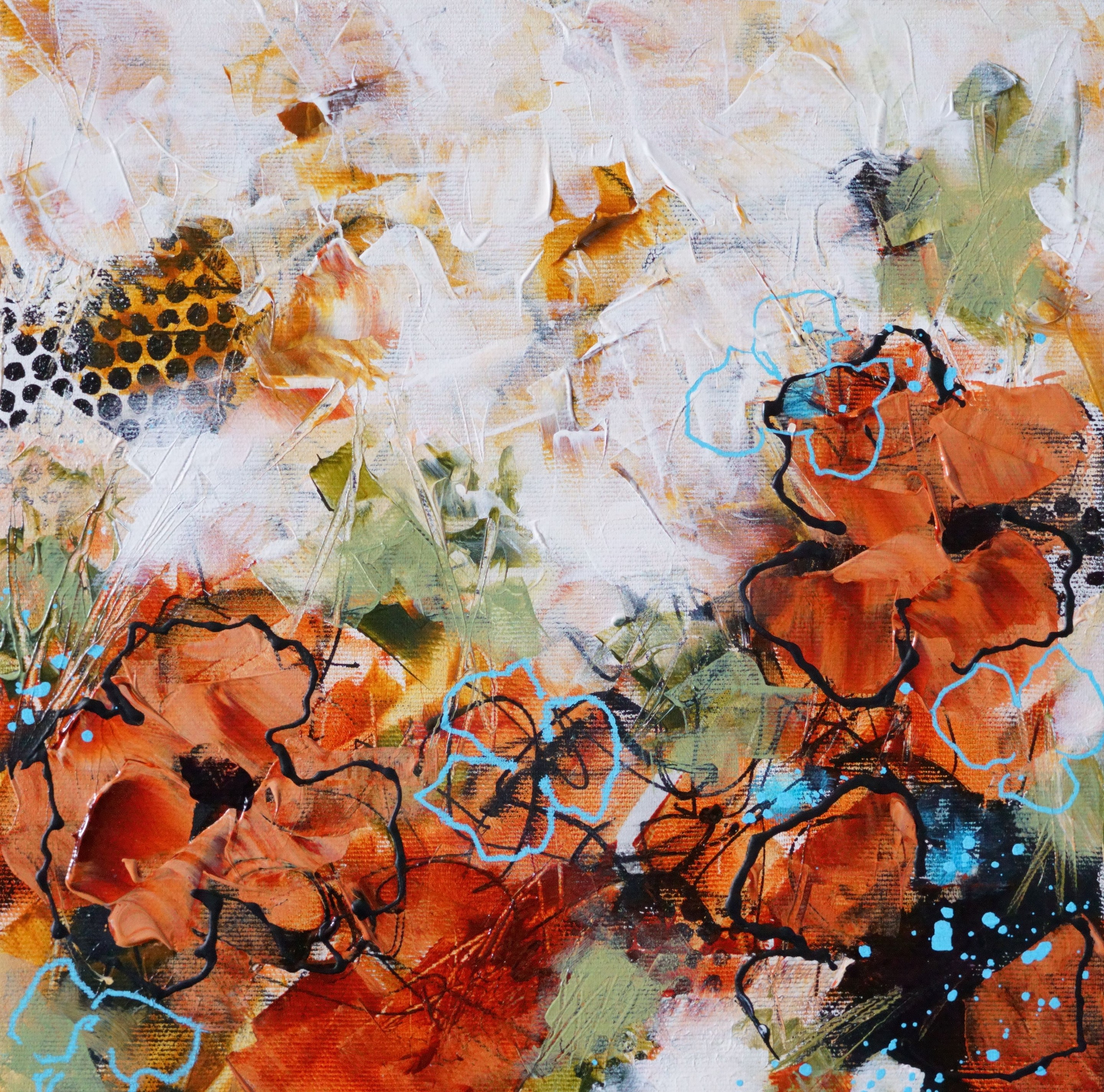 Vera Hoi, Flowers for a Loved One - abstract floral textured acrylic painting on canvas Vera Hoi, Flowers for a Loved One - abstract floral textured acrylic painting on canvas