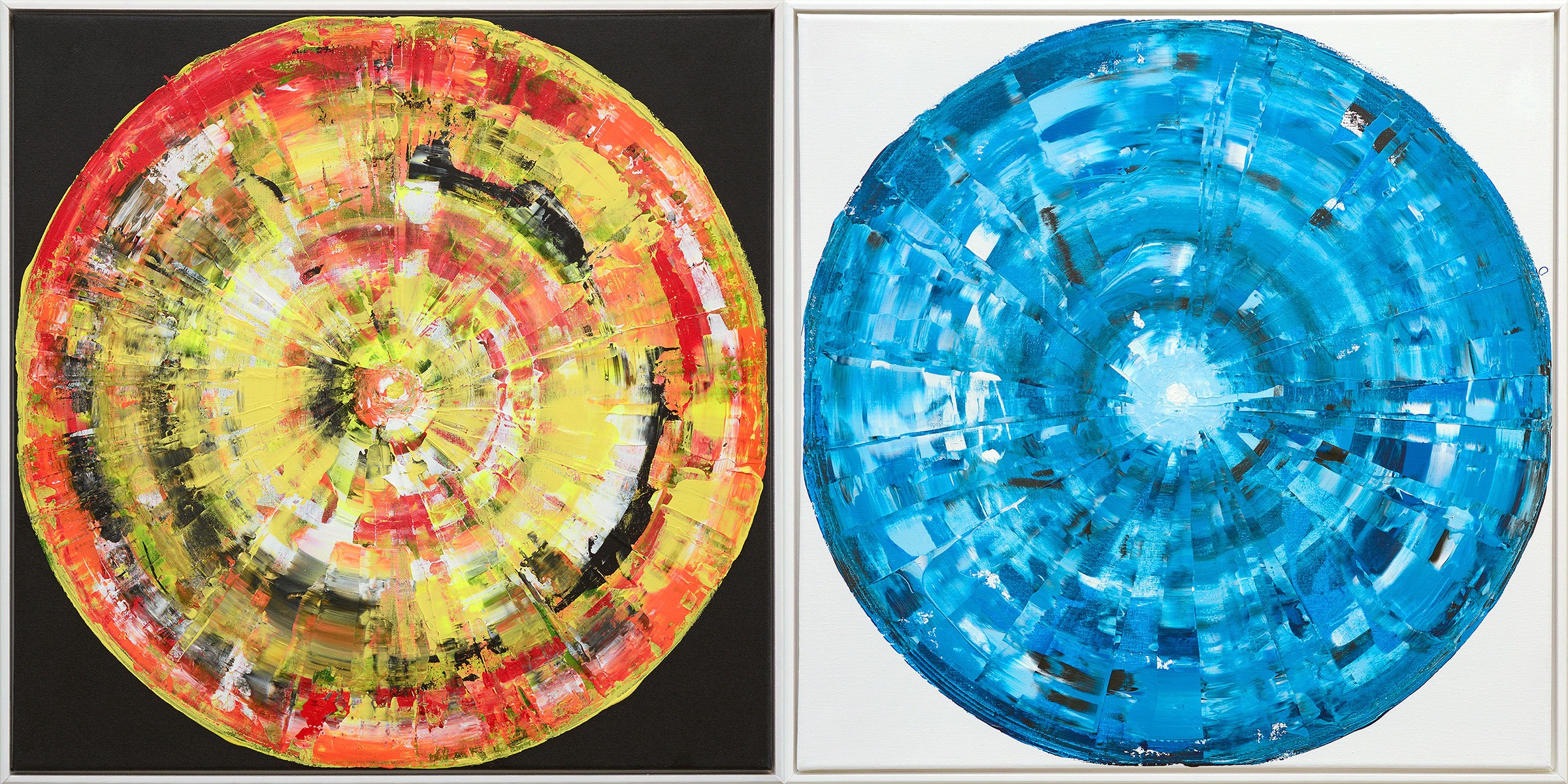 Bernhard Lang, Colored and Blue Circles on White, Set Bernhard Lang, Colored and Blue Circles on White, Set
