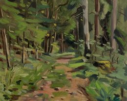 Gemälde, Petit sentier en forêt, Alexis Louis Roche