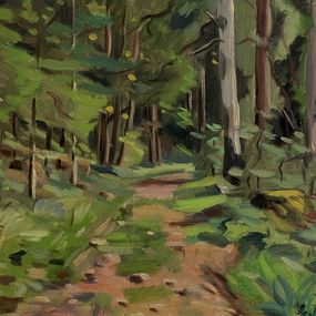 Gemälde, Petit sentier en forêt, Alexis Louis Roche