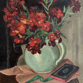 Gemälde, Bouquet et livre et son marque page, Stéphanie Caroline Guerzoni