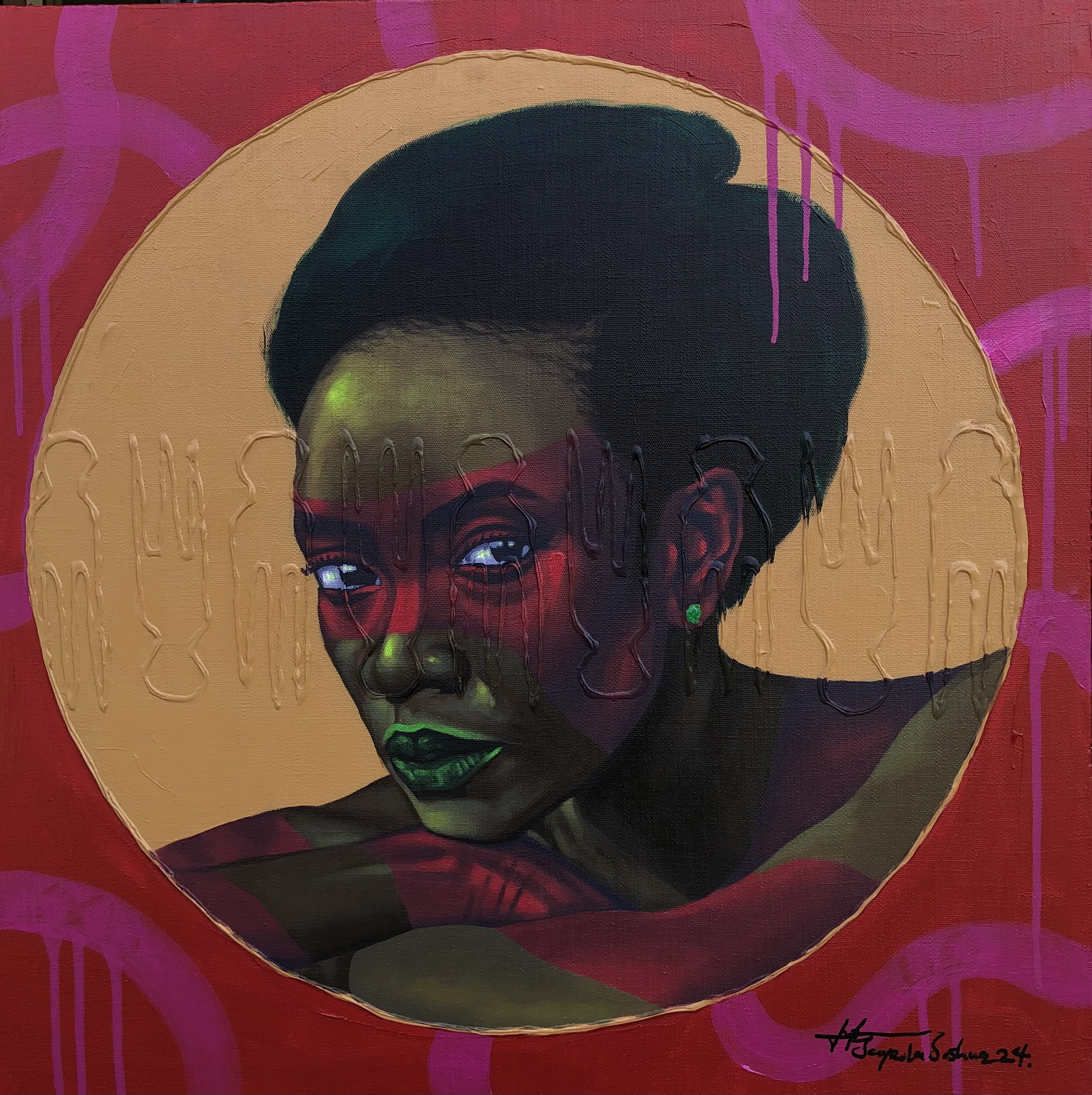 Jayeola Joshua, Her Gaze II - 21st Century, Contemporary, Figurative Portrait, Women, Beautiful Jayeola Joshua, Her Gaze II - 21st Century, Contemporary, Figurative Portrait, Women, Beautiful