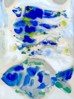 Gemälde, Les poissons bleus et verts, Laurence Leccia