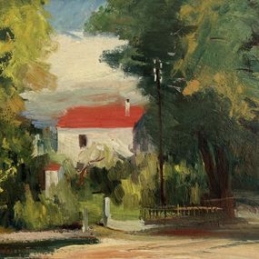 Gemälde, Maison à la toiture rouge, Herbert Theurillat