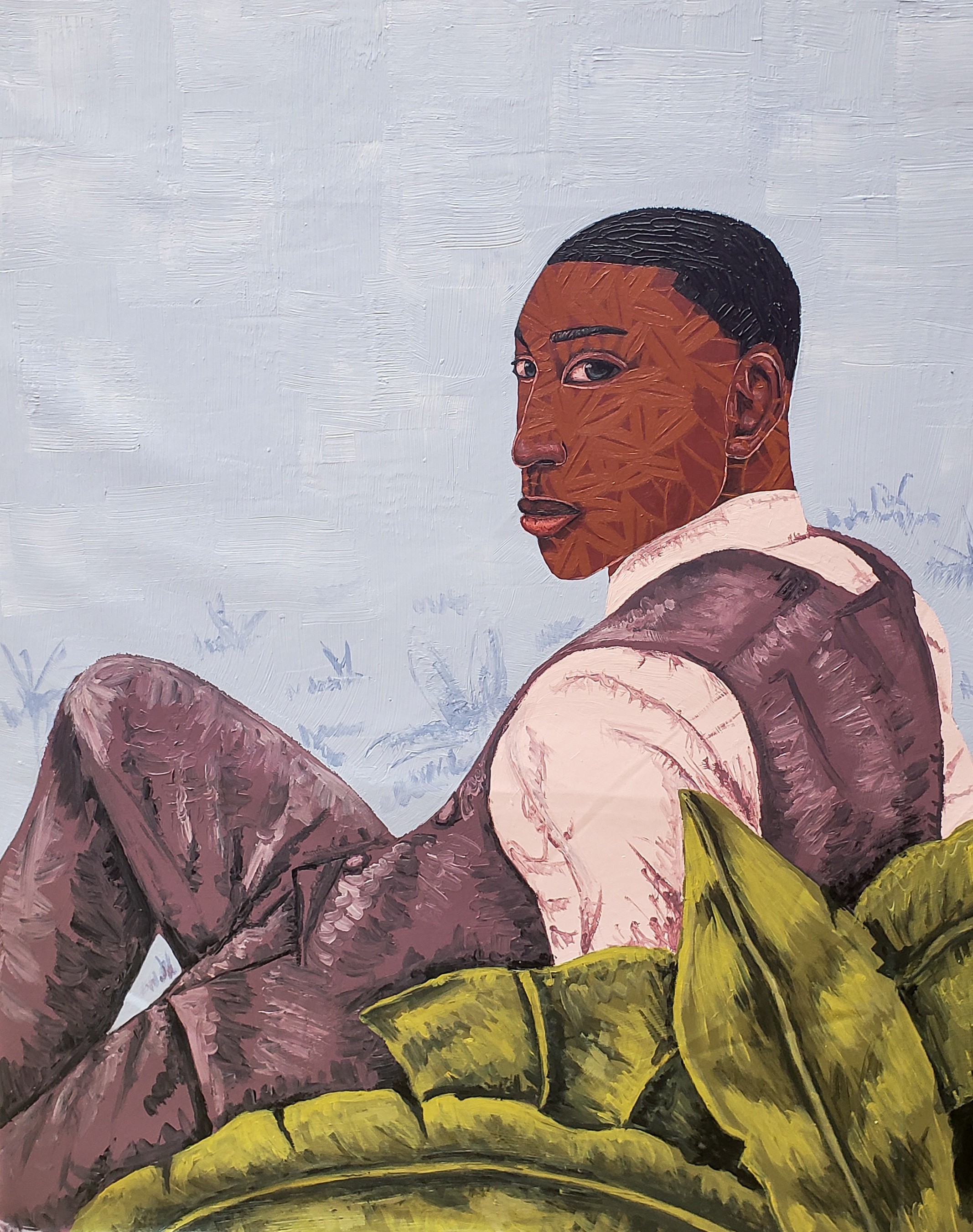 Desmond Akindoju, Framed by Foliage (The Rebirth) - 21st Century, Contemporary, Figurative, Men Desmond Akindoju, Framed by Foliage (The Rebirth) - 21st Century, Contemporary, Figurative, Men
