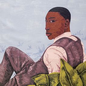 Gemälde, Framed by Foliage (The Rebirth) - 21st Century, Contemporary, Figurative, Men, Desmond Akindoju
