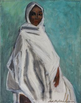 Painting, Femme en blanc - Portrait femme du monde, Céline Raphaël-Leygues