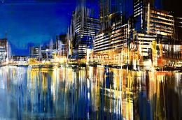 Painting, Chelsea Pier by night, Bianca Prettau