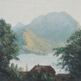 Gemälde, Le lac, des hauteurs de Talloires, André Boubounelle