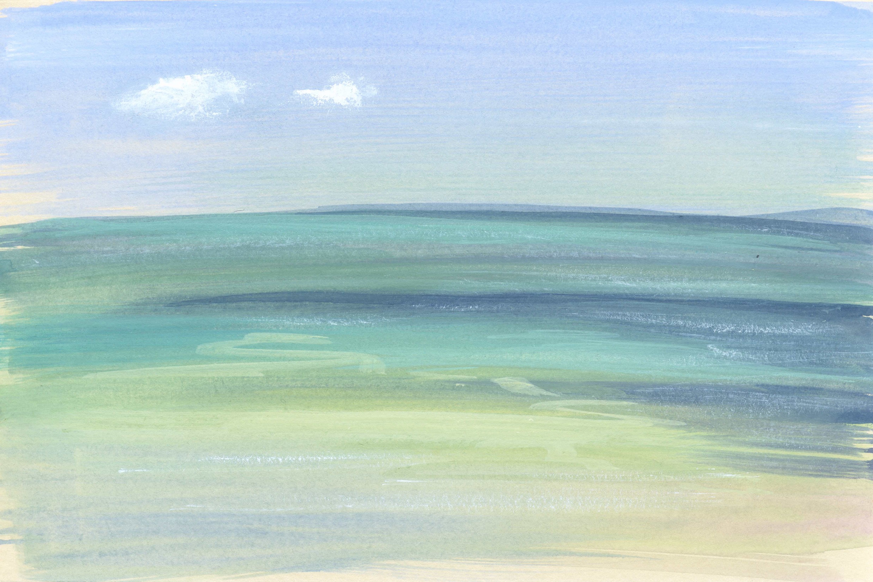 Sabine Eichler, Plage du Roux n°5 (paysage marin, ciel, mer calme, nuages, vagues) Sabine Eichler, Plage du Roux n°5 (paysage marin, ciel, mer calme, nuages, vagues)