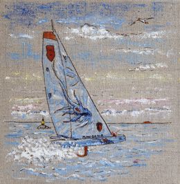 Gemälde, Monbana-nerput N°CCCII - Amer: Le Nerput, et deux écussons rouges, Jean-François Clair