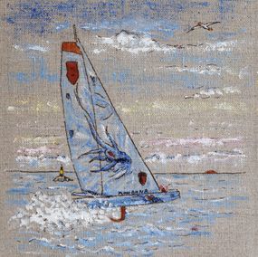 Gemälde, Monbana-nerput N°CCCII - Amer: Le Nerput, et deux écussons rouges, Jean-François Clair