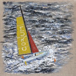 Gemälde, Corum imoca N°CCCXXI - skipper orange, Jean-François Clair