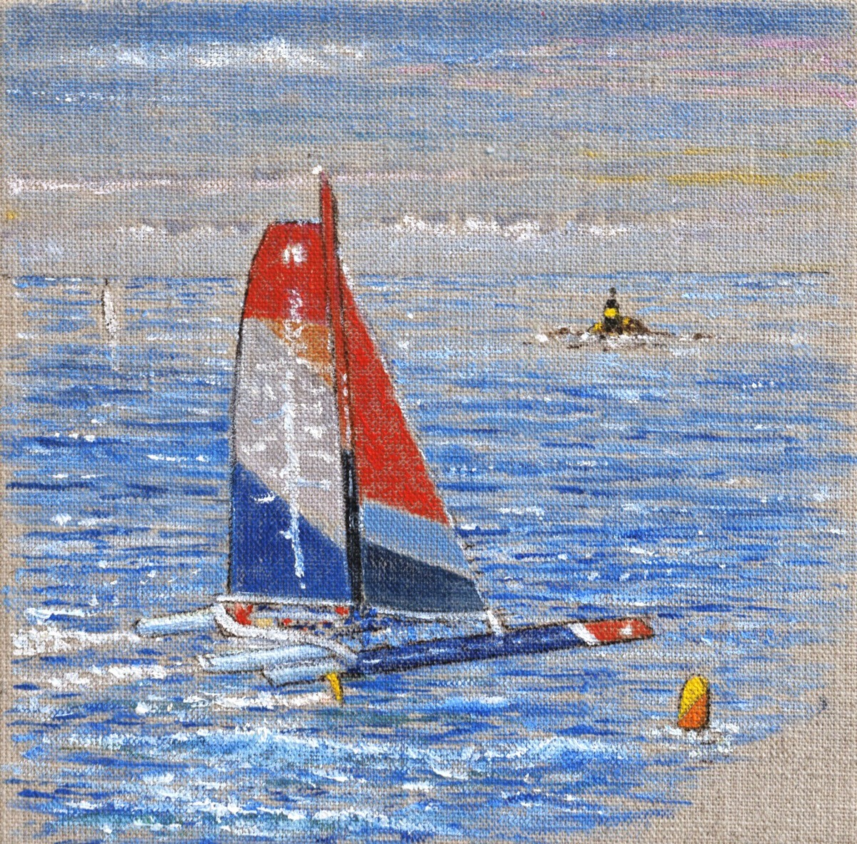 Jean-François Clair, Flying better IV N°CCCVIII - Amer: le Nerput, et bouée orange et jaune Jean-François Clair, Flying better IV N°CCCVIII - Amer: le Nerput, et bouée orange et jaune
