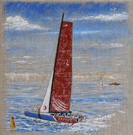 Gemälde, Sea dragonfly N°CCCXIII - "Libellule de mer" bouée rouge, Jean-François Clair