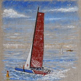 Gemälde, Sea dragonfly N°CCCXIII - "Libellule de mer" bouée rouge, Jean-François Clair