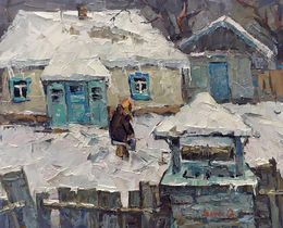 Gemälde, Snowy yard, Ivanyuk Oleksiy