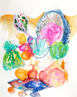 Painting, Composition aux fleurs roses, Isabelle Marie