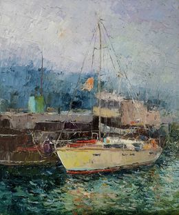 Painting, Fog in the port, Evgeniya Polyudova