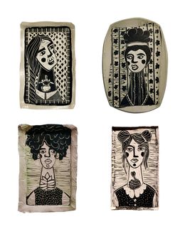 Sculpture, Set of 4 Porcelain. Wall Sculptures, Alex Hodge
