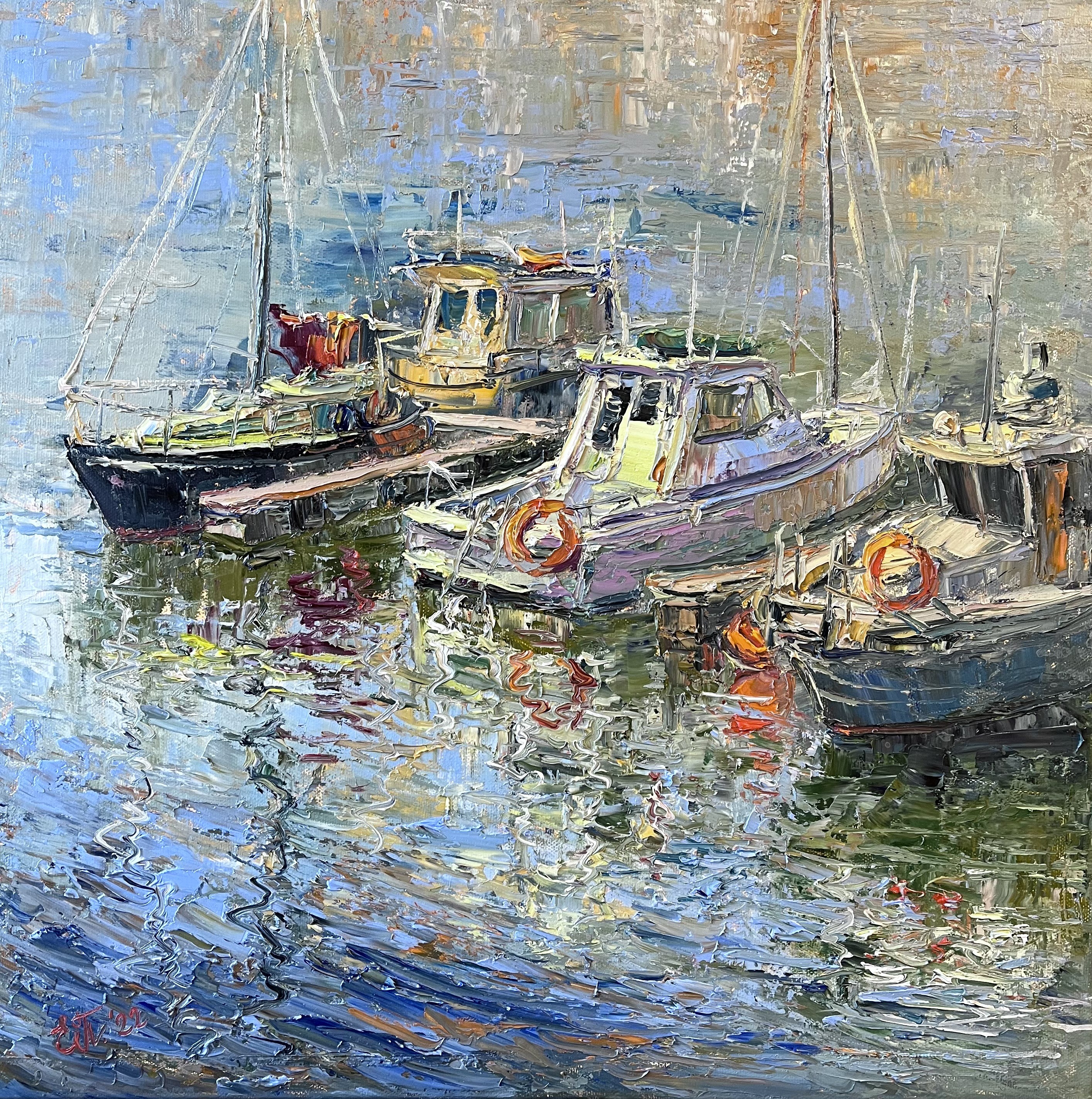 Evgeniya Polyudova, Boats at the pier Evgeniya Polyudova, Boats at the pier
