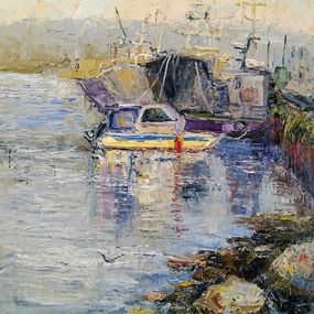 Gemälde, Morning at the port, Evgeniya Polyudova