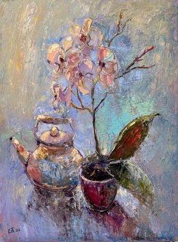 Peinture, Pink orchid, Evgeniya Polyudova