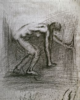 Print, Figure crouching forward, Ohad Ben-Ayala