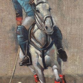 Gemälde, On Defense - 21st Century, Contemporary, Figurative Portrait, Horse Rider, Sport, Wasiu Adelakun